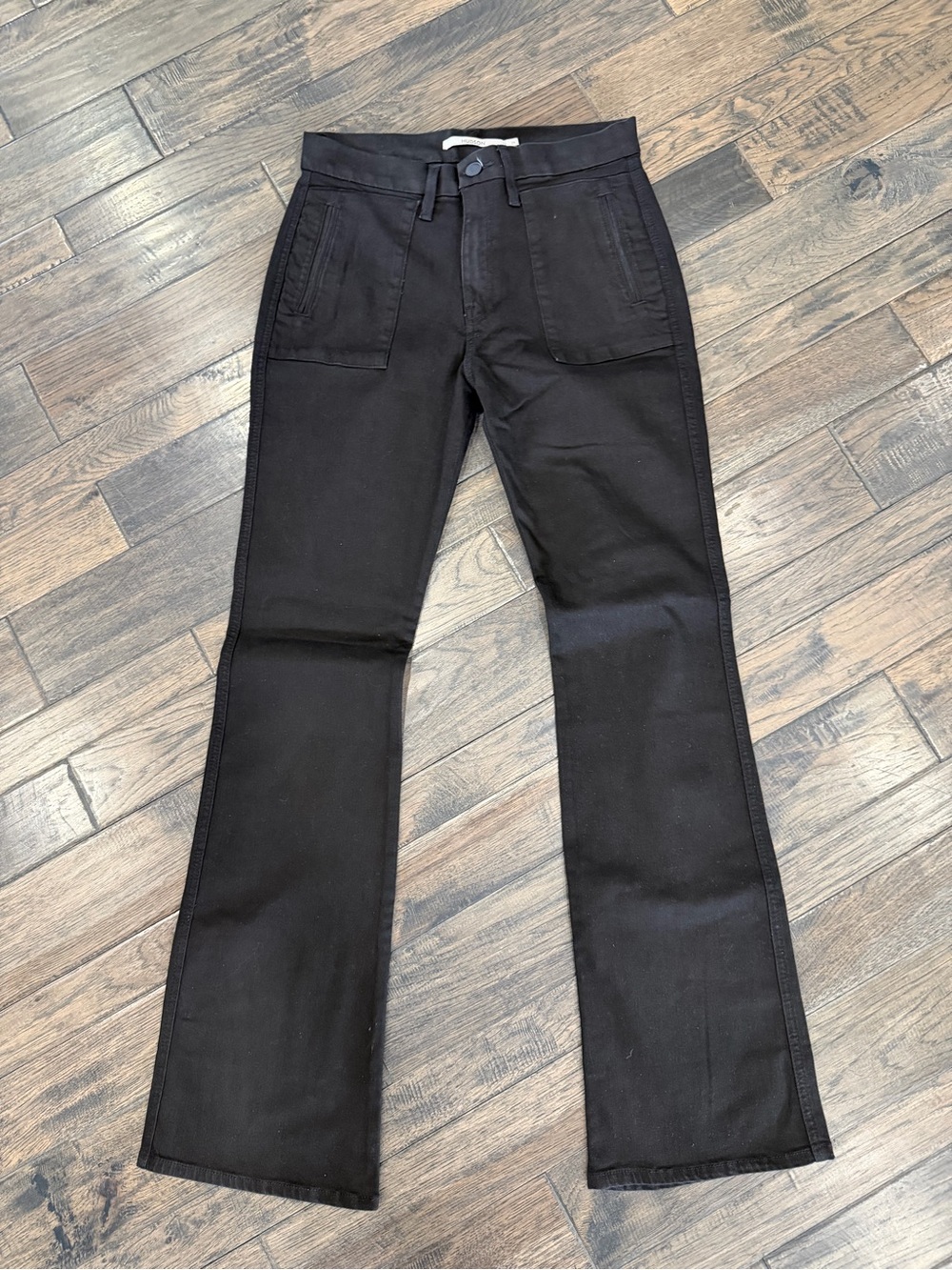 Hudson Barbara Jeans 29 Saturated Black High Rise Flare Stretch Denim